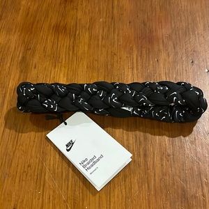 Nike Swoosh Braided Headband Black White New Womens Hair Braid